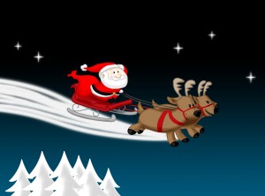 Santa Claus and his reindeer